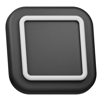 A black and white square button with a white border png