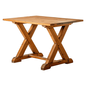 Wooden dining table from old tree isolated on a transparent background png
