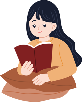 woman reading book cozy and relaxing png