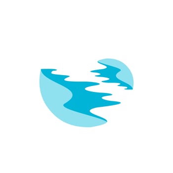 Water wave abstract logo 3D icon blue sea ocean . vector