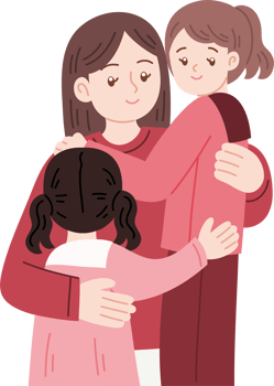 woman hugging children cartoon illustration png