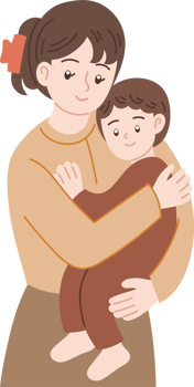 woman hugging children cartoon illustration png
