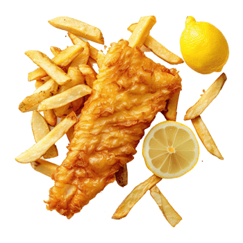 Fish and chips set on transparent background. png