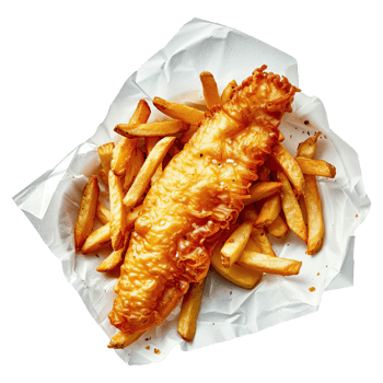 Fish and chips set on transparent background. png