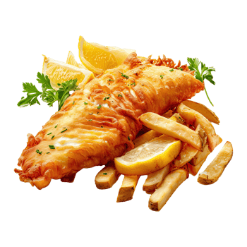 Fish and chips set on transparent background. png