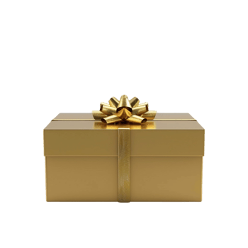 Gold Gift Box with Bow on Transparent Background png