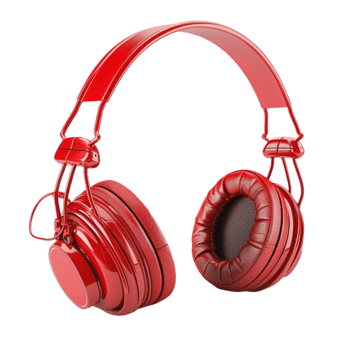 A Pair of red Headphones with a transparent background Generative-AI png