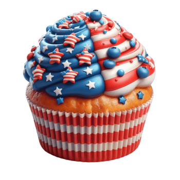 AI-Generated a patriotic cupcake with stars and stripes on top png