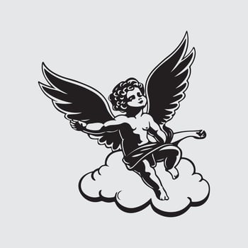 illustration vintage angel with engraving style Stock Image design vector