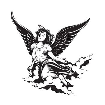 Engraving Antique Angel Images isolated on white background vector