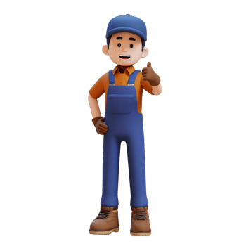 3D Construction Worker Character Giving Thumbs Up Pose png
