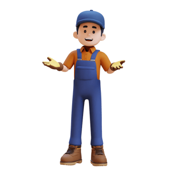 3D Construction Worker Character Communication Pose png
