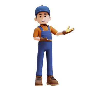 3D Construction Worker Character Presenting to the Left Pose png