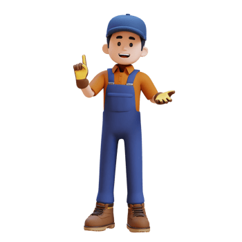 3D Construction Worker Character Explaining Pose png