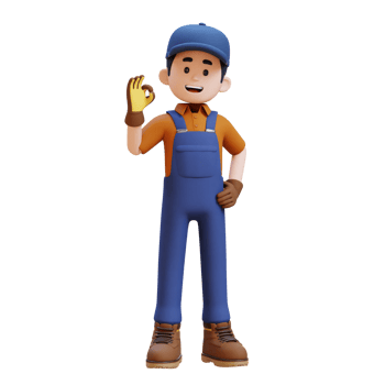 3D Construction Worker Character with OK Sign Hand Pose png