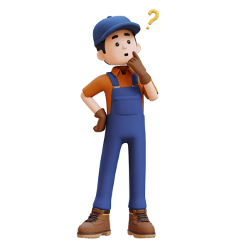 3D Construction Worker Character Confused and Thinking Pose png