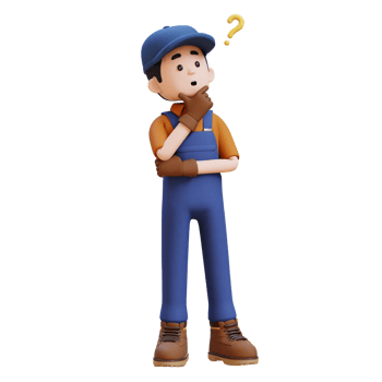 3D Construction Worker Character Confused and Thinking Pose png