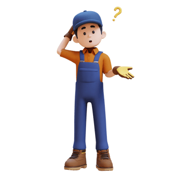 3D Construction Worker Character Confused and Thinking Pose png