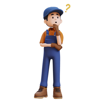 3D Construction Worker Character Confused and Thinking Pose png