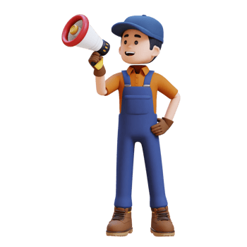 3D Construction Worker Character Holding Megaphone png