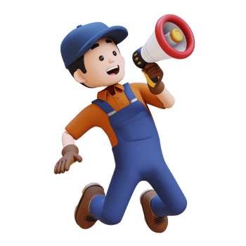 3D Construction Worker Character Holding Megaphone png