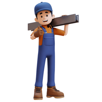 3D Construction Worker Character Carrying steel on Shoulder png