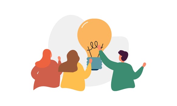 Work under brilliant idea, brainstorming, finding solution concept vector