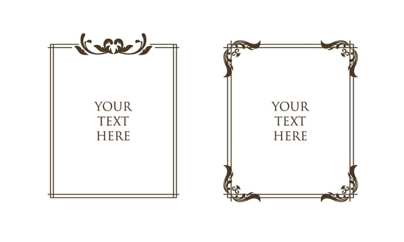Decorative vintage frames and border. Floral ornament. vector