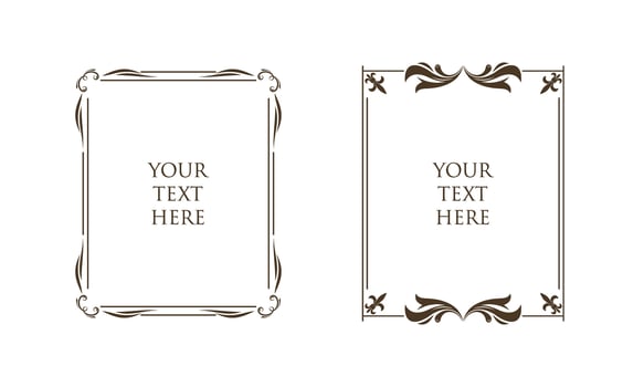 Decorative vintage frames and border. Floral ornament. vector