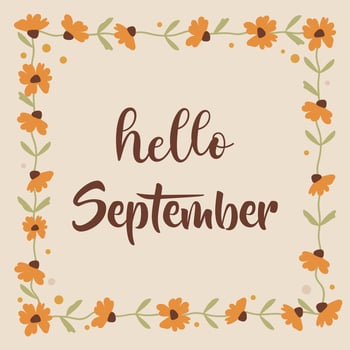 Hello september lettering cute background illustration vector