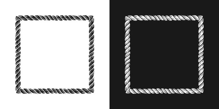 square rope frame on black and white background illustration vector