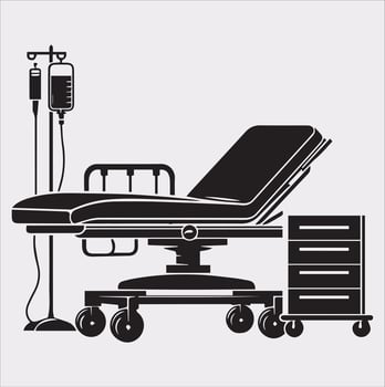 medical bed silhouette illustration with a solid white background vector