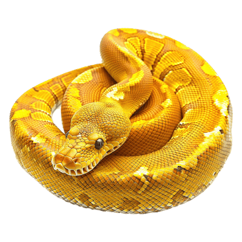 Yellow python snake isolated on transparent background png
