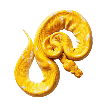 Yellow python snake isolated on transparent background png