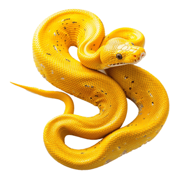 Yellow python snake isolated on transparent background png