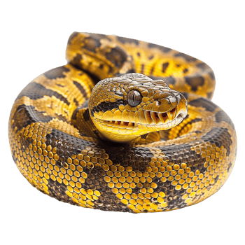 Yellow python snake isolated on transparent background png