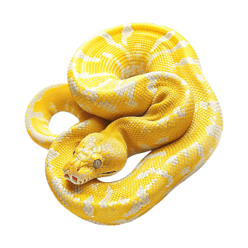 Yellow python snake isolated on transparent background png