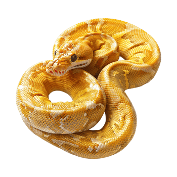 Yellow python snake isolated on transparent background png