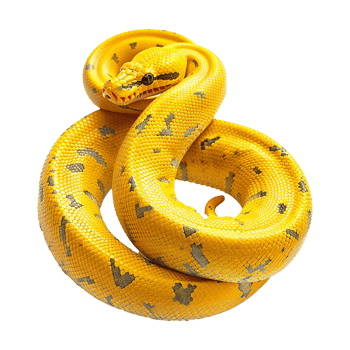 Yellow python snake isolated on transparent background png