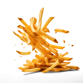 french fries falling on a transparent background png