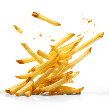 french fries falling on a transparent background png