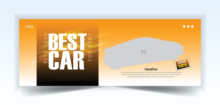 Automotive social media and Facebook cover banner template, Luxury car rent social media banner template vector