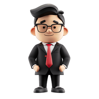 A cartoon man in a suit and tie holding a briefcase png