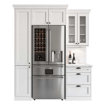 Wine and refrigerator cabinet in the kitchen isolated on transparent background png