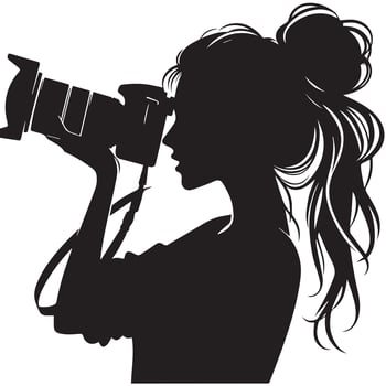 Female Photographer art Silhouette Drawing vector