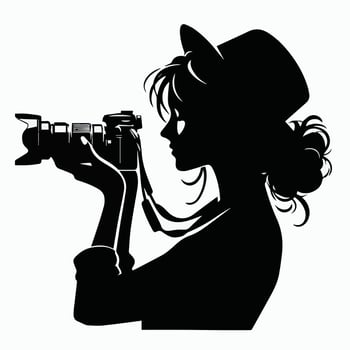 Female Photographer art Silhouette Drawing vector