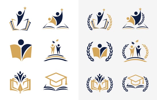 Set of Badge school logo design. University academy college education institute emblem vector