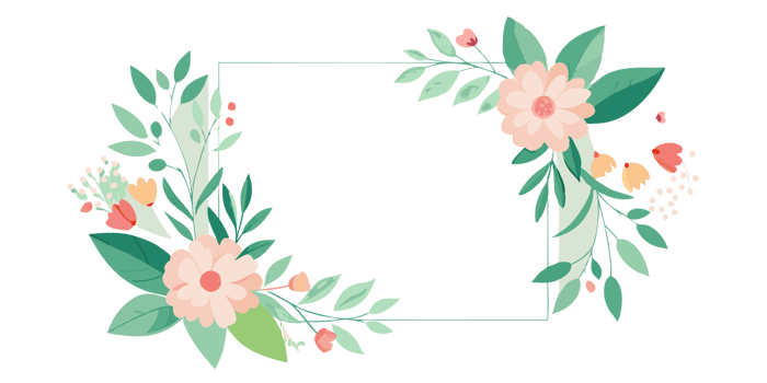 a square frame with flowers and leaves png