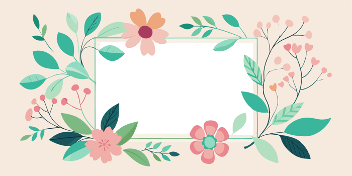 a square frame with flowers and leaves png