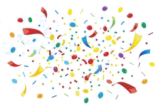 Colorful Confetti and Streamers Falling On White Background vector